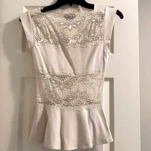 Bebe cream lace peplum